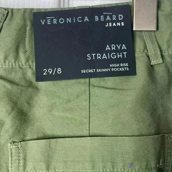 NWT Veronica Beard Arya Straight Carpenter Pants Size 29 Military Green - Picture 9 of 10
